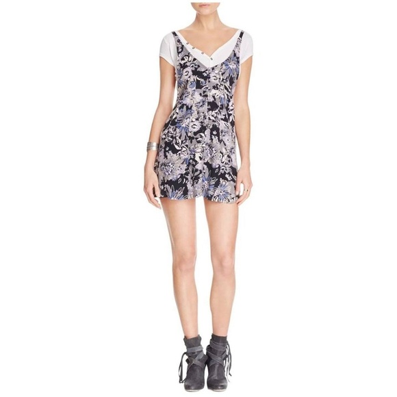 Free People Dresses & Skirts - Free People Jump & Jive Floral Print Button-Down Ultra Mini Dress Size 2